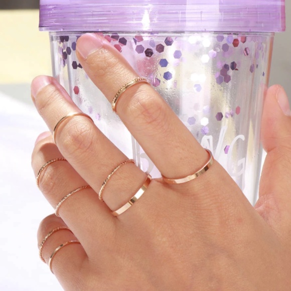 Minimalist Set of 9 Stackable Gold or Silver Rings - Picture 6 of 9